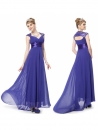 V-Ausschnitt Sapphire Blue Pailletten Chiffon Empire-Linie Abendkleid